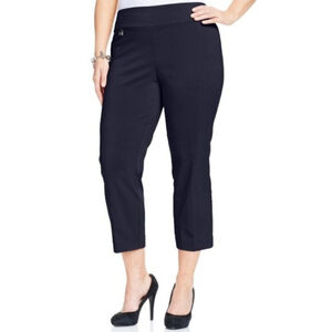 Alfani Plus Size 28W Navy Blue Stretchy Tummy-Control Capri Pants NWT